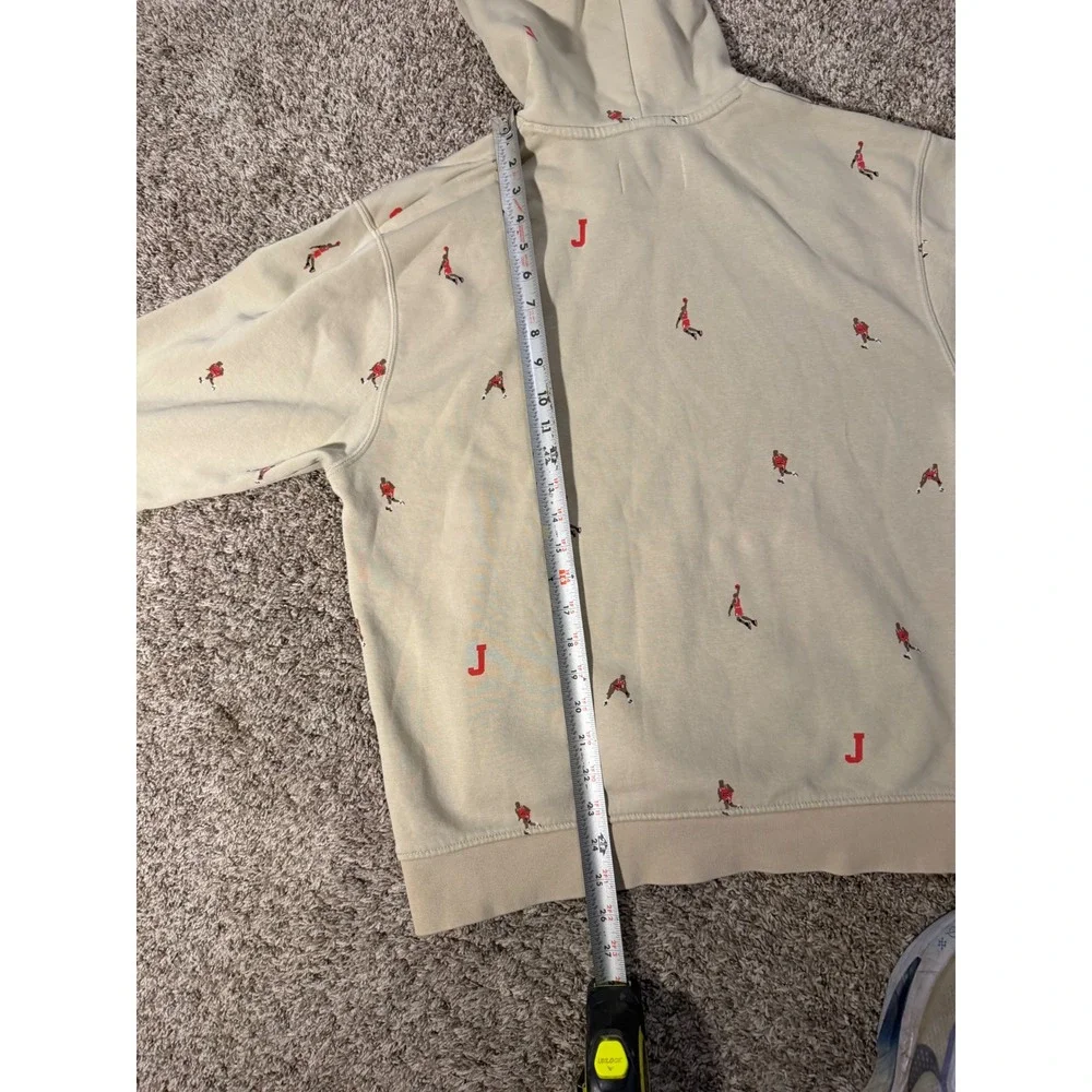 Jordan Essentials All Over Embroidered Hoodie Rattan Beige DV9392-206 Mens S